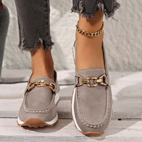 Quaouag Loafers for Women Casual Comfortable Slip On Flat Shoes Lightweight Leisure Work Shoes Comfort Walking Shoes