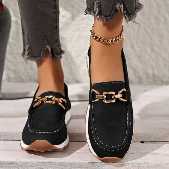 Quaouag Loafers for Women Casual Comfortable Slip On Flat Shoes Lightweight Leisure Work Shoes Comfort Walking Shoes