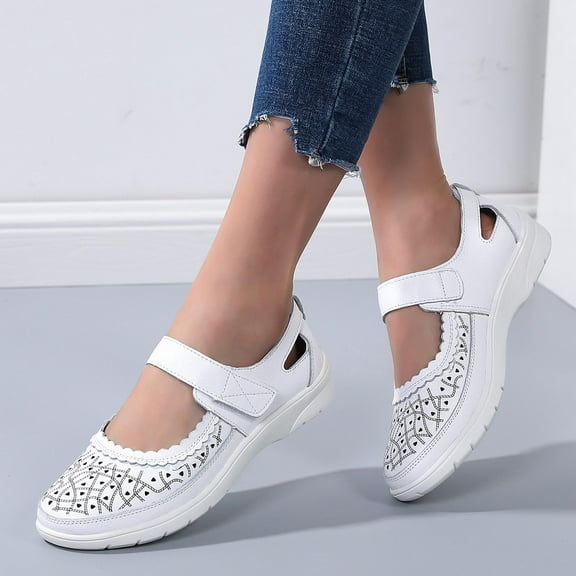 Quaouag Mary Jane Flats Orthopedic Shoes Women's,Breathable Slip-On Light Weight Comfort Orthotic Casual Walking Shoes