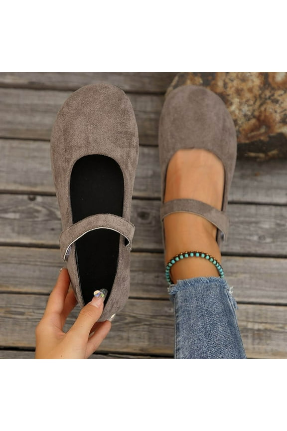 Orthopedic Suede Ballet Mary Jane Flats for Women, Round Toe Daily Cozy Comfort Slip On Flat Shoes, Casual Shoes