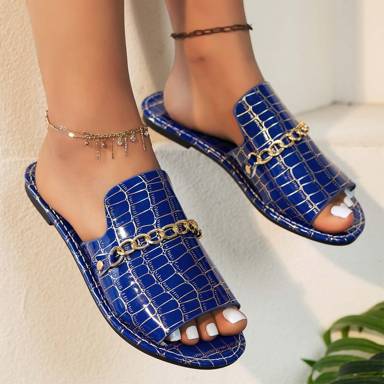 Women’s Slip-On Waterproof Mid-Heel Slide Sandals – Open Toe Casual Summer Shoes main image 1