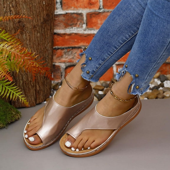 Quaouag Sandals for Women Wedge Shoes: Comfortable Orthopedic Sandals Womens Dressy Summer Flip Flops Casual Walking Wedges