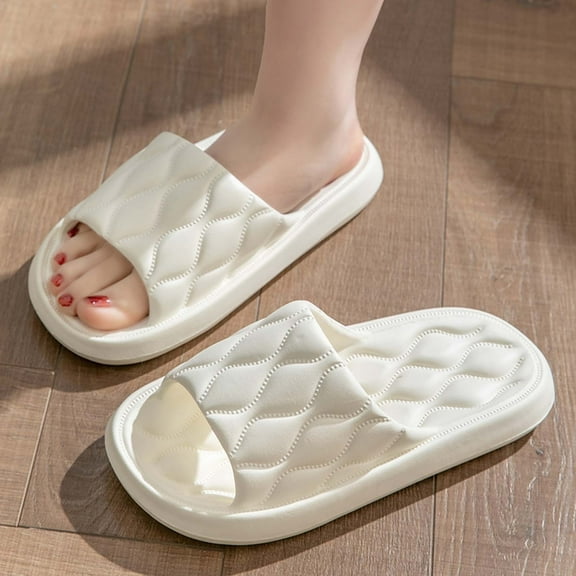 Quaouag Shower Slippers for Women and Men, Bathroom Shoes House Slip-on Slides, Home Beach Wear Pool Sandals, Non-Slip Ultra Lightweight Soft Sole Indoor Open Toe Garden Footwear