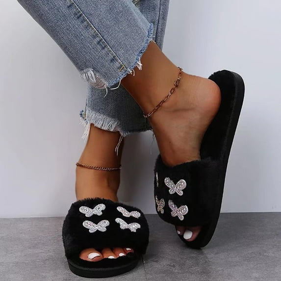 Quaouag Slippers for Woman Memory Foam House Shoes Comfort Fuzzy Fleece Slippers Slip on Slippers for Indoor & Outdoor