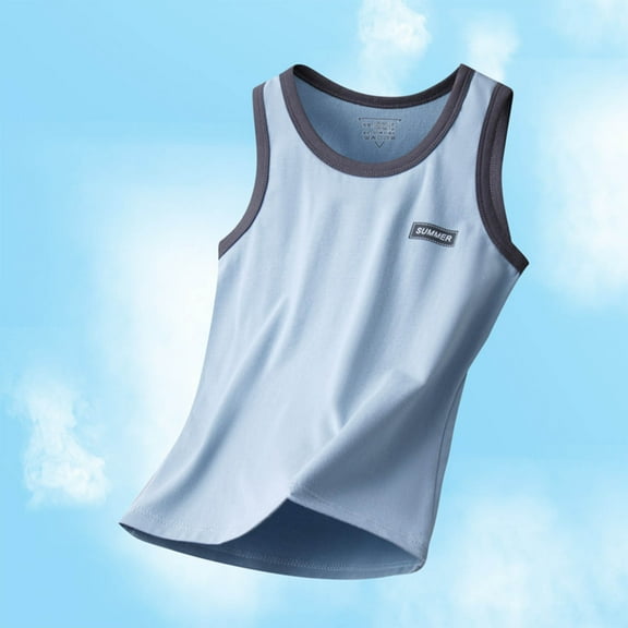 Quaouag Summer Tank Tops for Kids Boys Girls Comfy Tanks Loose Sleeveless Shirts Teens Solid Color Basic