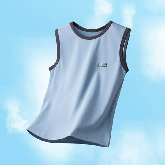 Quaouag Summer Tank Tops for Kids Boys Girls Comfy Tanks Loose Sleeveless Shirts Teens Solid Color Basic