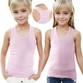 thumbnail image 1 of Quaouag Toddler Kids Undershirts Solid Casaul Loose Sleeveless Tops Cropped Basic Round Neck Teen Girls Racerback Tank Top, 1 of 4