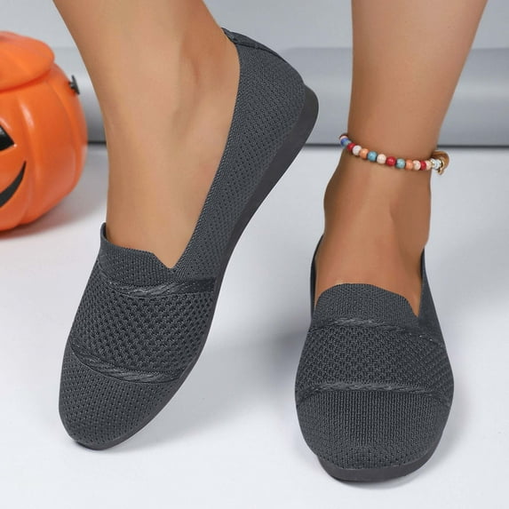 Quaouag Walking Shoes Women Breathe Mesh Slip On Sneakers Women Comfortable Lightweight Flats Shoes