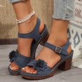 thumbnail image 1 of Quaouag Wedges Sandals for Women Dressy 2025, Open Toe Cutout Chunky Heeled New Hollow Slip on Summer Beach Comfortable Sandals Outdoor Shoes, 1 of 7
