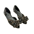 thumbnail image 1 of Quaouag Women Ballet Flats Round Toe Rhinestones Bow Party Shoes Women Flat Shoes Black, 1 of 4