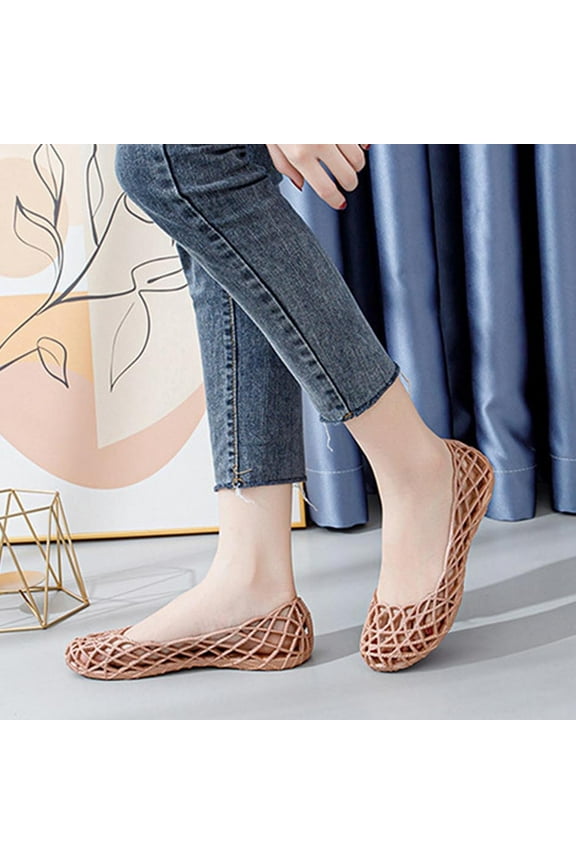 Women Flat Heel Summer Beach Jelly Shoes