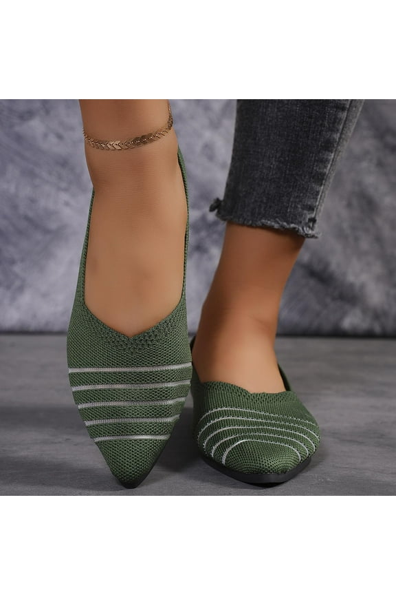 Women’s Ballet Flat Shoes Round Toe Knit Dress Shoes Low Wedge Slip On Ballerina Walking Flats Shoes for Women Comfortable
