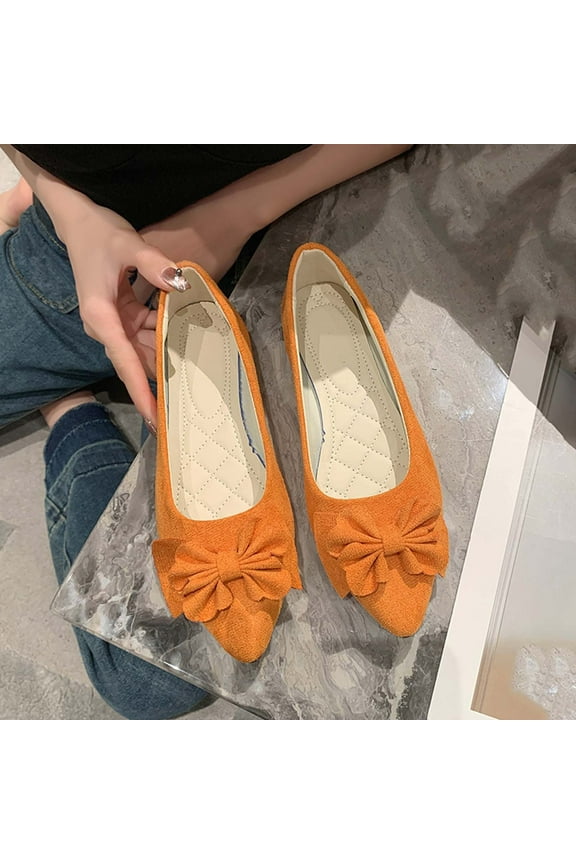Women's Spring & Summer New Suede Bow Slip-On Flats | Shallow Mouth Round Toe Casual Shoes