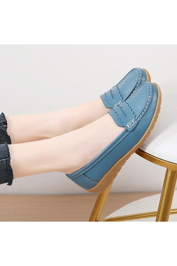 Women's Classic Comfort Leather Penny Loafers Casual Slip-Ons Lightweight Walking Flats Driving Mocs Boat Shoes