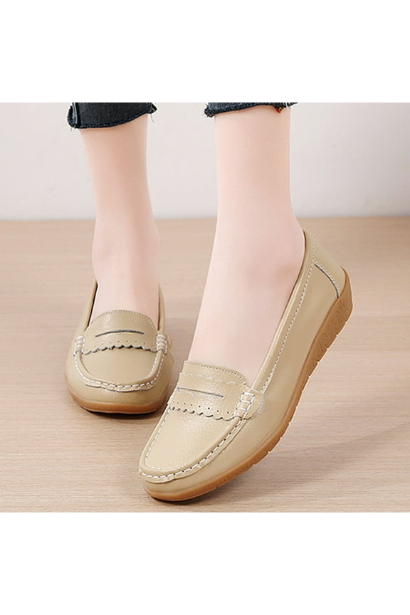 Women's Classic Comfort Leather Penny Loafers Casual Slip-Ons Lightweight Walking Flats Driving Mocs Boat Shoes