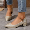 thumbnail image 1 of Quaouag Women's Dress Mary Jane Shoes Low Block Heels Closed Pointed Toe Office Work Church Wedding Pumps, 1 of 7