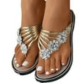 thumbnail image 1 of Quaouag Women's Flat Rhinestone Sandals Flip Flop Sandals Summer Slip on Dressy Thong Sandal, 1 of 8