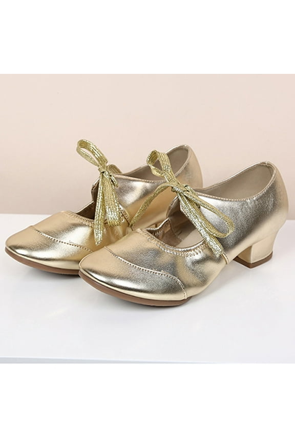 Women's Leather Tap Shoe Latin Dancing Shoes Flapper Shoes for Women 1920S Mid Heel Character Ballroom Dance Shoe