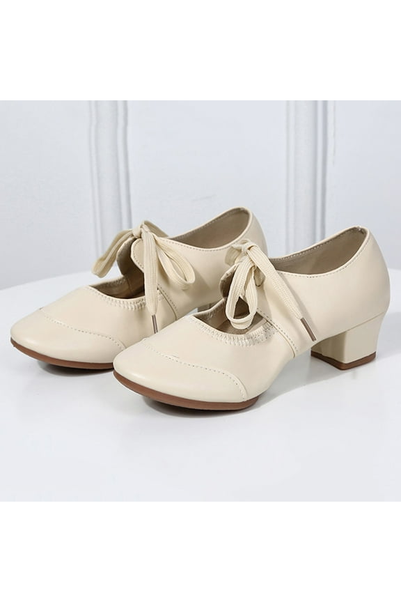 Women's Leather Tap Shoe Latin Dancing Shoes Flapper Shoes for Women 1920S Mid Heel Character Ballroom Dance Shoe