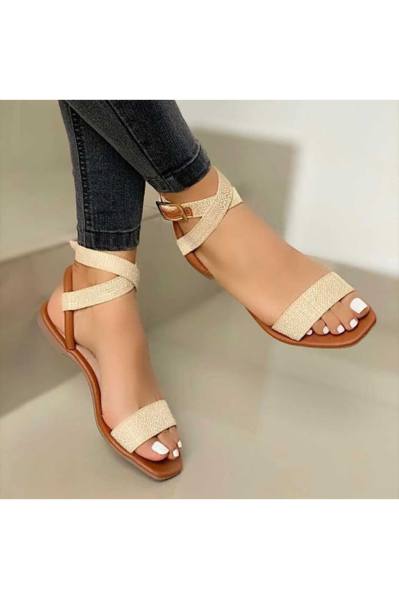 Women's Open Toe Ankle Strap Flat Sandals Party Dress Summer Shoes
