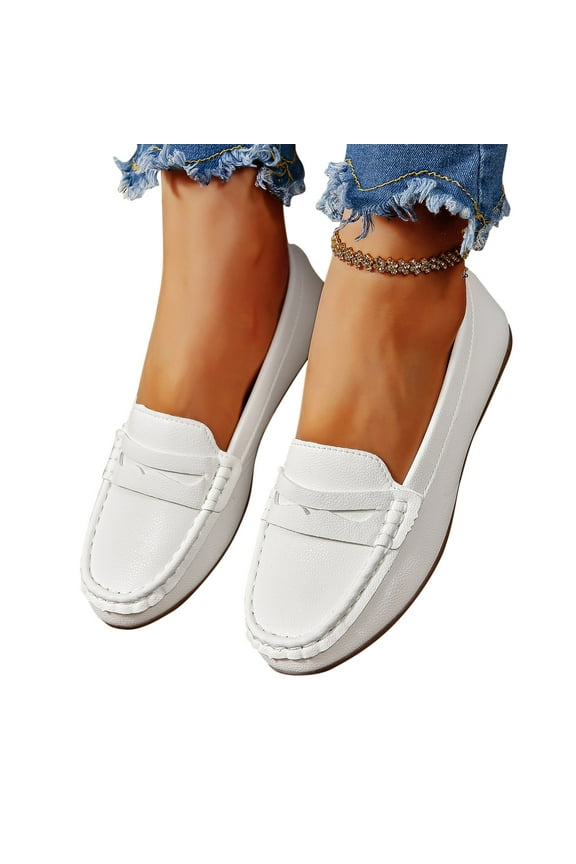 Women's PU Leather Penny Loafers Classic Driving Moccasins Casual Slip On Comfort Women Loafer Shoes