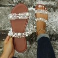 thumbnail image 1 of Quaouag Women's Pearl Clear Sandals Two Strap Summer Open Toe Slides Sandals, 1 of 6