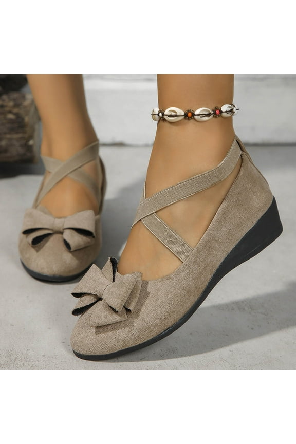 Women's Pull-On Criss-Cross Ankle Ballet Flats Shoes