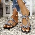thumbnail image 1 of Quaouag Women's Rhinestone Sandals Slide Glitter Bling Casual Sandal Flat Open Toe Sparkle Slides, 1 of 7