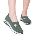 thumbnail image 1 of Quaouag Women's Soild Color Woven Orthopedic Breathable Soft Shoes Go Walking Slip on Foam Shoes Hands Free Slip in Sneakers Arch Support, 1 of 6