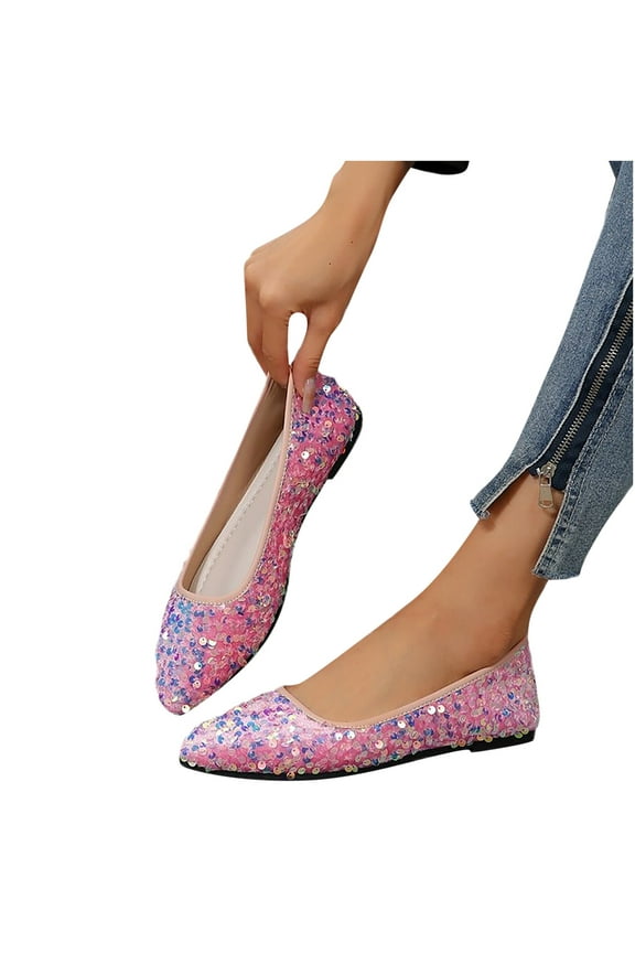 Women's Super Sparkle Bling Party Ballets Wedding Bridal Shiny Dress Flats Rhinestone
