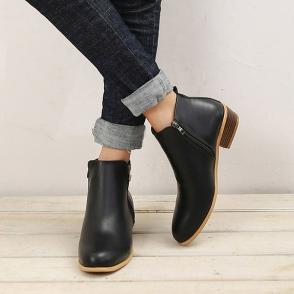 Quaouag Womens Ankle Boots,Ankle Boots for Women,Women's Ankle Cowboy Boots Low Heel Western Cowboy Boots for Women Ankle Dress Boots with Zipper,Hollow-Out Cutout Casual Short Ankle Booties