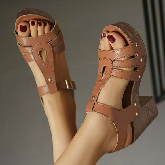 Quaouag Womens Chunky Low Heels Sandals Casual Ankle Strap Open Toe Heeled Sandals Fashion Summer Party Dress Shoes