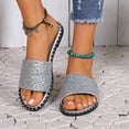 thumbnail image 1 of Quaouag Womens Glitter Bling Fancy Slide Flat Low Wedge Sparkle Sandals Shoes Dream, 1 of 8