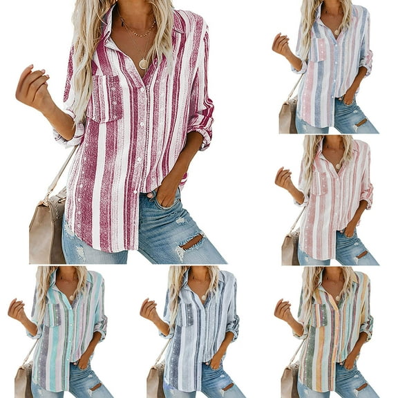 Quaouag Womens Oversized Boyfriend Washed Cotton Shirts Women's Button Down Cotton Dress Shirts Long Sleeve Blouses V Neck Solid Casual