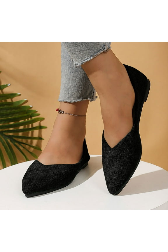 Womens Suede Pointed Toe Ballet Flats Comfortable Wedding Party Casual Slip-On Ballerina Dressy Shoes for Women Walking Shoes