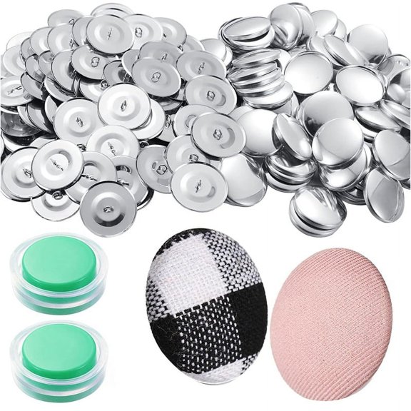 Quaqdae 100 Sets Cover Buttons Kit with Tools Size Buttons to Cover Self Cover Buttons DIY Fabric Cloth Cover Buttons 1.1 Inch