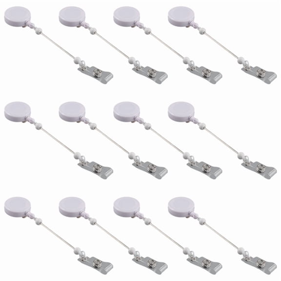 Quaqdae 12 Pcs Beadable DIY Badge Reel Kit Retractable ID Name Badge Reel Clips Holder for Beads Blank Bar with Belt Clip, White