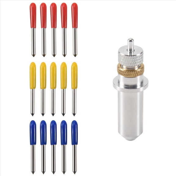 Quaqdae 15 PCS 30/45/60 Degree Vinyl Cutter Carbide Blades with Blade Holder Housing for Silhouette Cameo 3 Cutting Machines