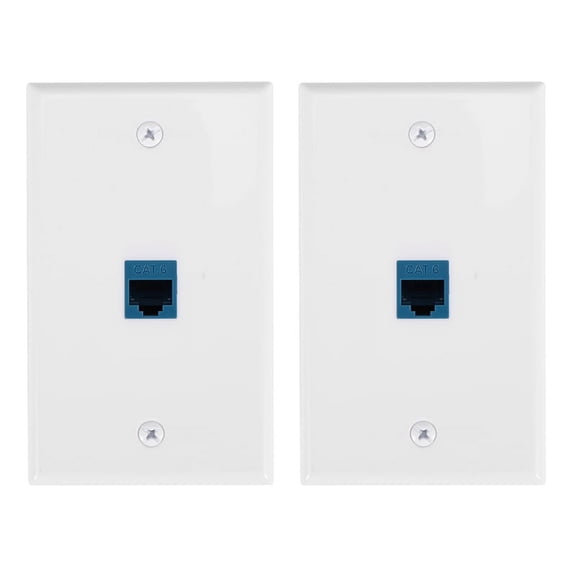 Quaqdae 2-Pack 1 Port Ethernet Wall Plate, RJ45 Cat6 Female to Female Jack Inline Coupler Face Plates, 1-Port
