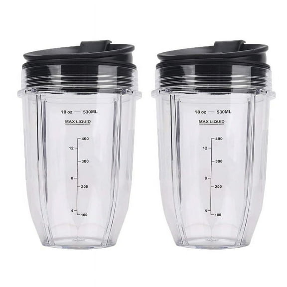 Quaqdae 2 Pcs 18Oz Replacement Ninja Blender Cups with Lid for Auto IQ BL480 BL642 BL450 BL682 BL480, BL490, BL640 BL680
