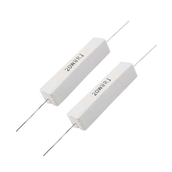 Quaqdae 2 Pcs Wire Wound Ceramic Cement Resistor 8 Ohm 20W 5%