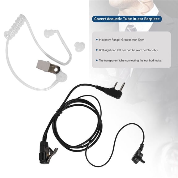 Quaqdae 2 Pin PTT MIC Headset Covert Acoustic Tube In-ear Earpiece For Kenwood TYT Baofeng UV-5R BF-888S CB Radio Accessories