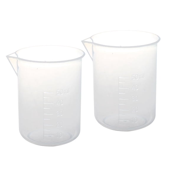 Quaqdae 2 pcs 50 ml laboratory plastic water liquid measuring cup Transparent