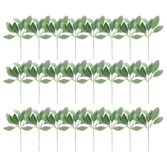 Quaqdae 24 Pcs Artificial Flocked Lambs Ear Greenery Stems Faux Lambs Ear Stems Lamb's Ear Faux Greenery Decor Artificial