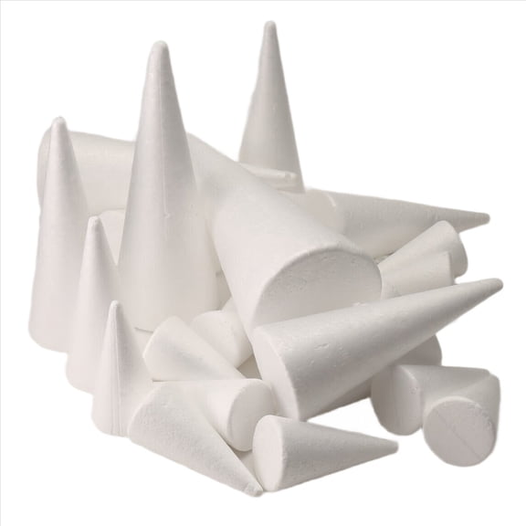 Quaqdae 24Pack Craft Foam Cones, Tree Cones Shaped for Arts, Crafts, Christmas Tree, School, DIY Project