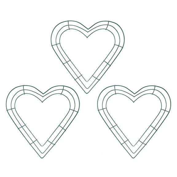 Quaqdae 3 Pack Heart Metal Wreath 12 Inch Heart-Shaped Wire Frame for Home Wedding Valentine's Day DIY Crafts