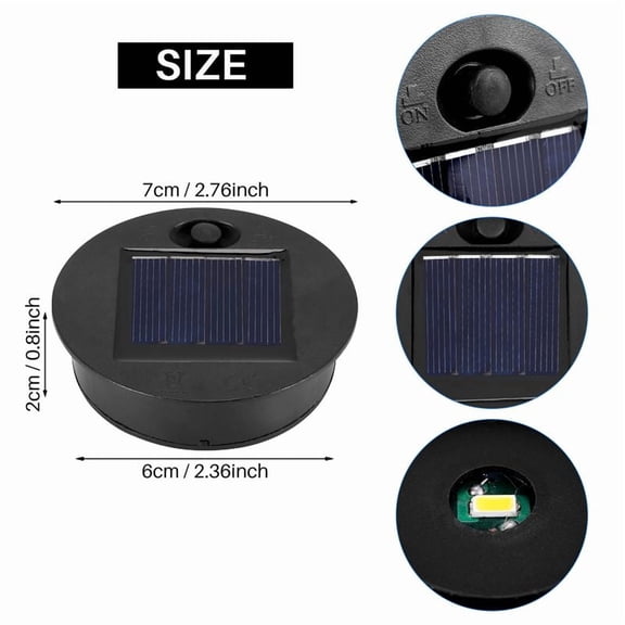 Quaqdae 4 Pieces Replacement Solar Light Tops Outdoor Hanging Lantern Parts Round Lights Waterproof