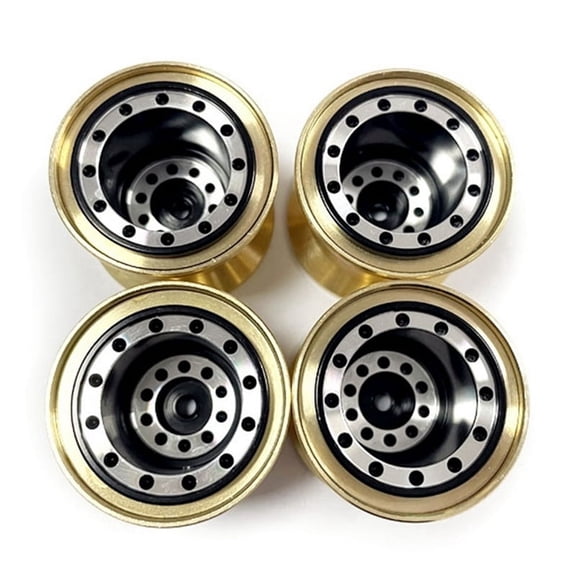Quaqdae 4Pcs Brass Clamp Ring Metal 1.0 Wheel Rim Wheel Hub for FMS FCX24 Max Smasher 1/24 RC Crawler Car Upgrade Parts,1