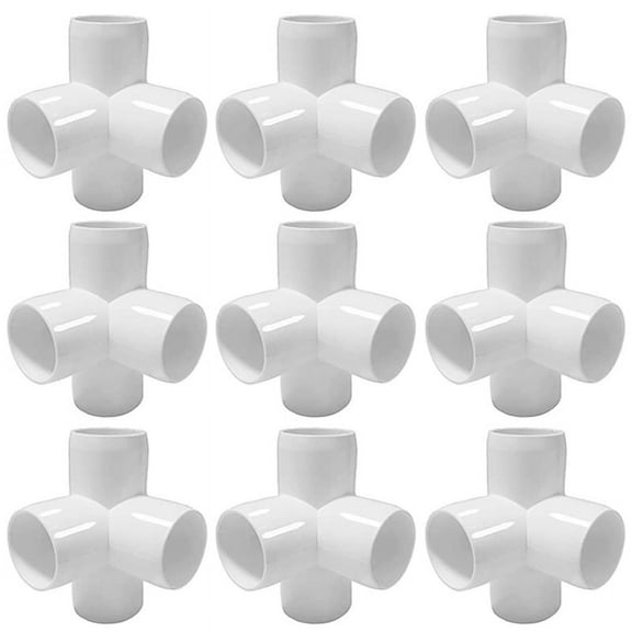 Quaqdae 4Way 1/2 in Tee PVC Fitting Elbow - Build Heavy Duty Furniture Half Inch Fittings [Pack of 12]