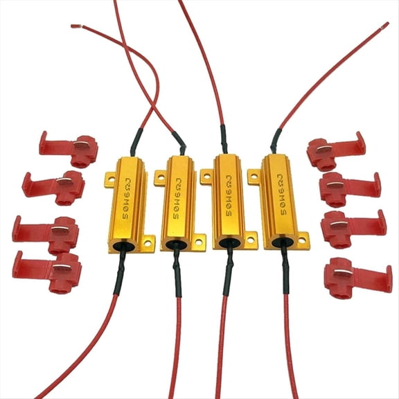 Quaqdae 4pcs LED Indicator Ballast Load Resistor Flash Rate Relay Turn Signal Bulbs 50W 6 Ohm Load Resistor